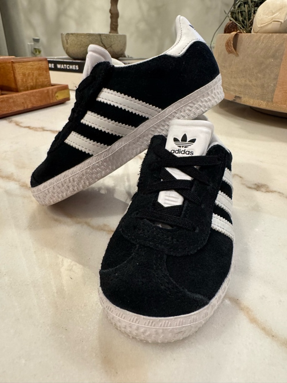 Adidas Gazelle CF EL I Black White Toddler Size 8K